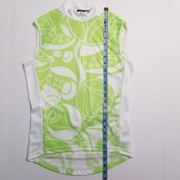 Athleta 3/4 Zip Sleeveless Floral Cycling Jersey Green White Women's Size Small - Picture 10 of 12